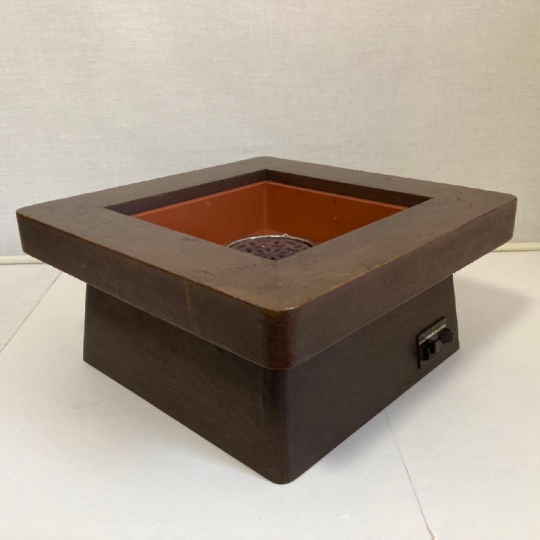 日立 電気火鉢 コンロ ストーブ 座卓 木製 関西 縁付き 昭和レトロ 難有り