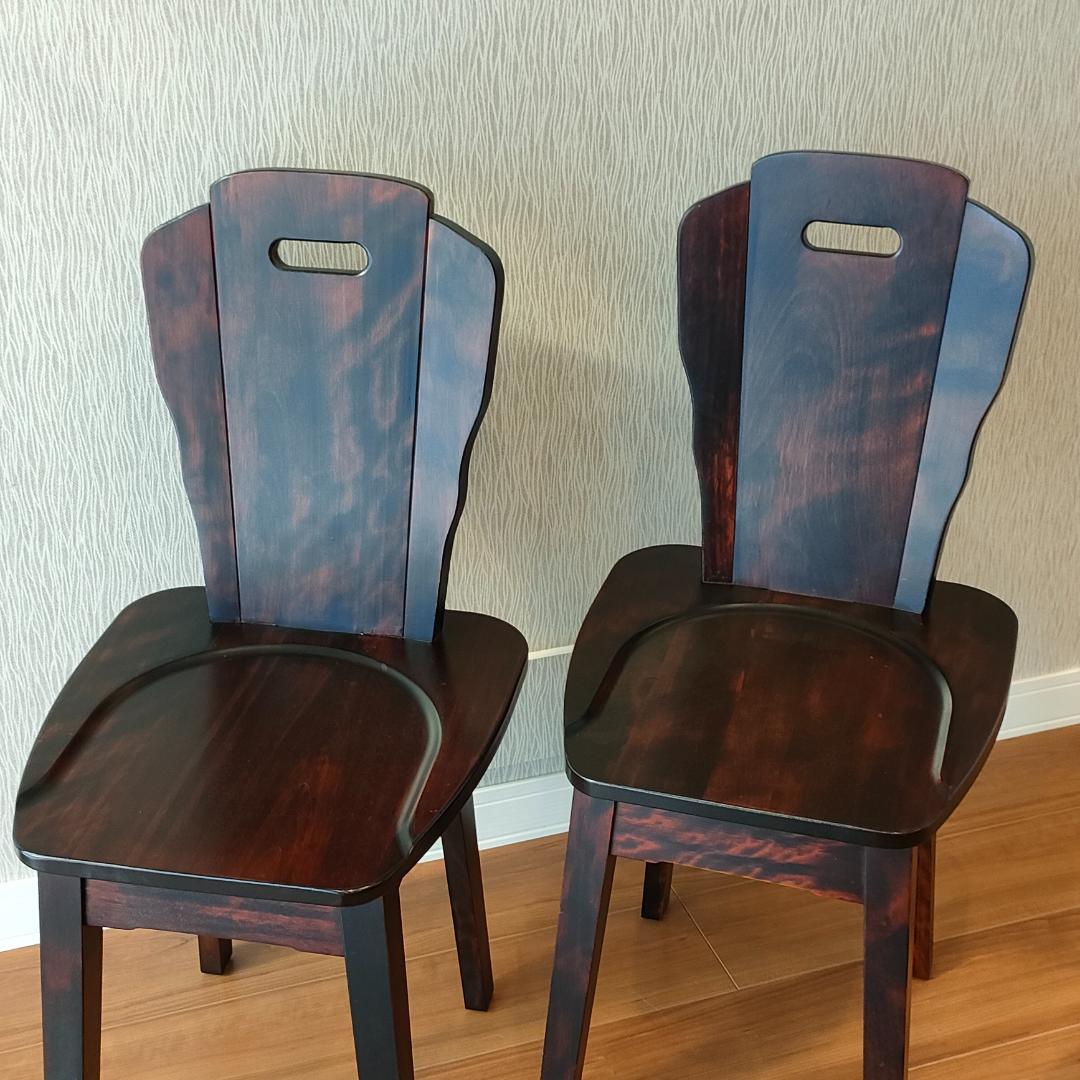 ＜希少＞　神居民芸　テーブルチェアセット　樺材　民芸家具　椅子2脚