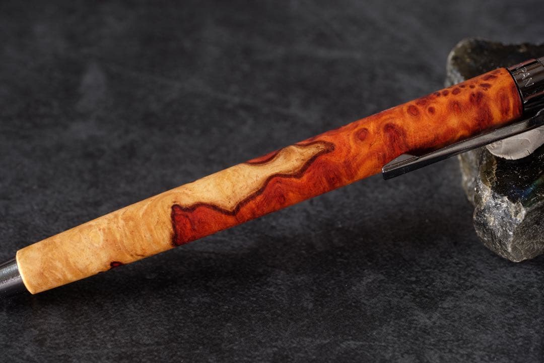 PG5木軸カスタム0178　高村杢工房 製図用シャープペンシル　極上の花梨瘤紅白