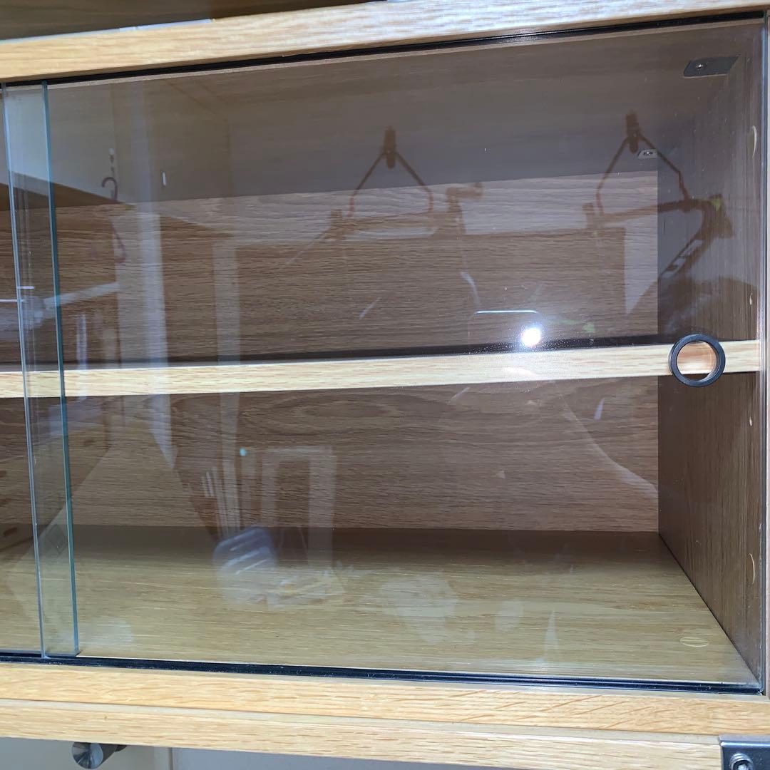 印良品　ステンレスユニットシェルフ・オーク材・カップボードセット