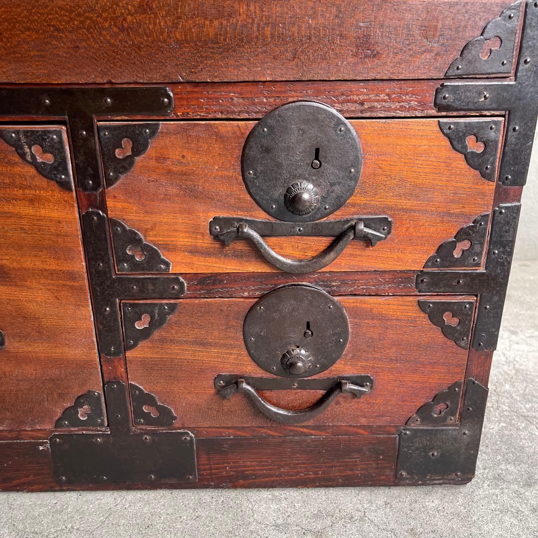 和製アンティーク 明治大正期 会津箪笥 引手金具 小振りサイズ 引き出し