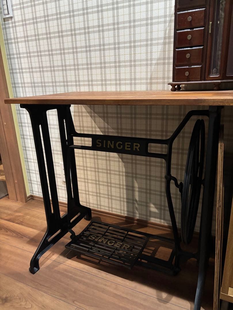 アンティーク　ミシン脚　デスク　シンガー
