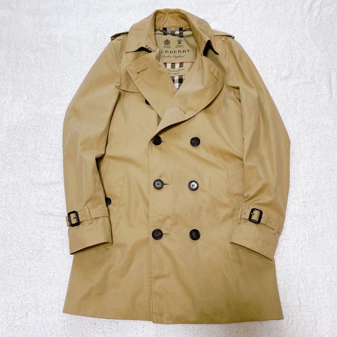 訳あり◎希少 最上級ライン バーバリー サンドリンガム トレンチコート チェック