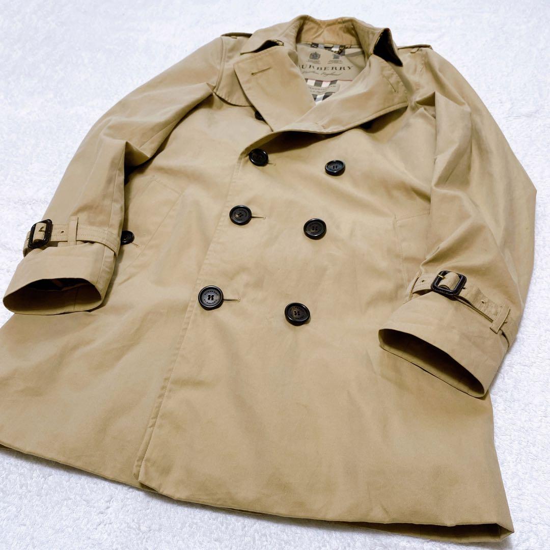 訳あり◎希少 最上級ライン バーバリー サンドリンガム トレンチコート チェック