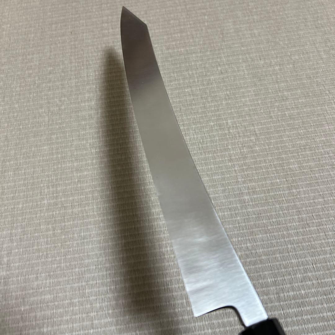 尺二　切り付け　柳刃　包丁　和包丁　本焼　V金10号　鬼反り　黒檀黒水牛八角柄
