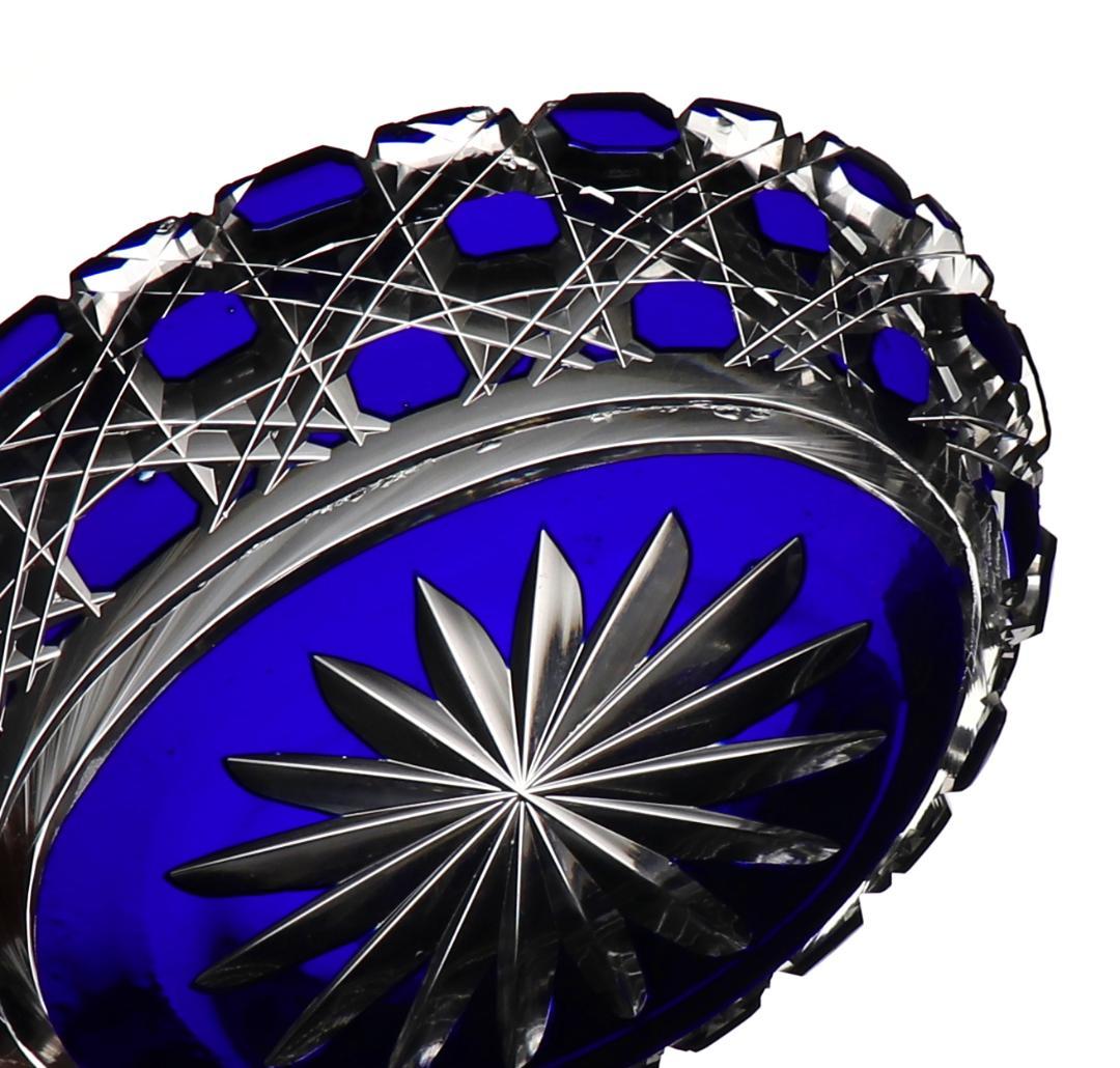 オールド・バカラ 最上級作品 青色被せ 切子 皿 ディアマン・ピエーリープレート