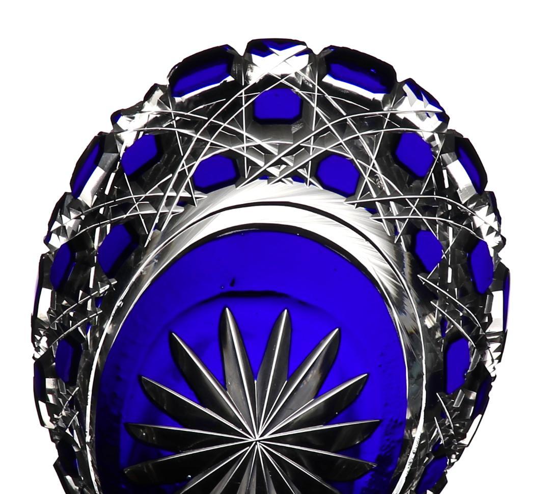 オールド・バカラ 最上級作品 青色被せ 切子 皿 ディアマン・ピエーリープレート