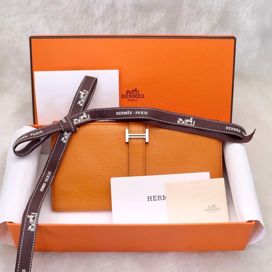 ✨新品同様✨HERMESベアンスフレ❤️二折長財布♪オレンジ ✨