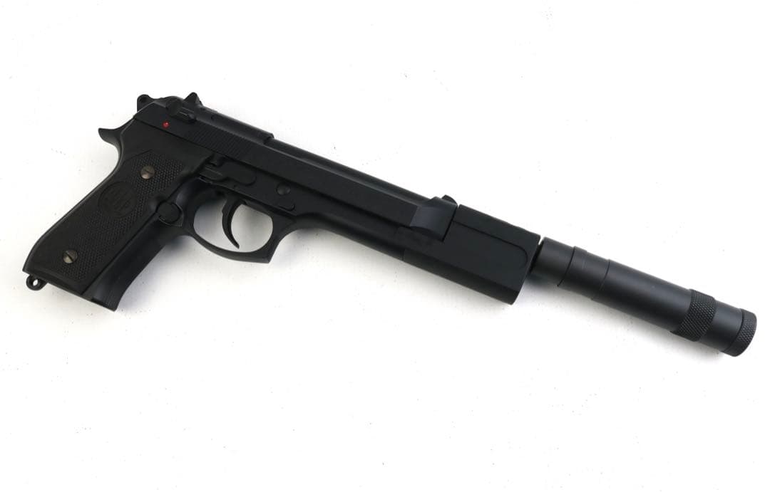 希少 極美品 WA ベレッタ M92FS LEON サイレンサー HW ガスガン
