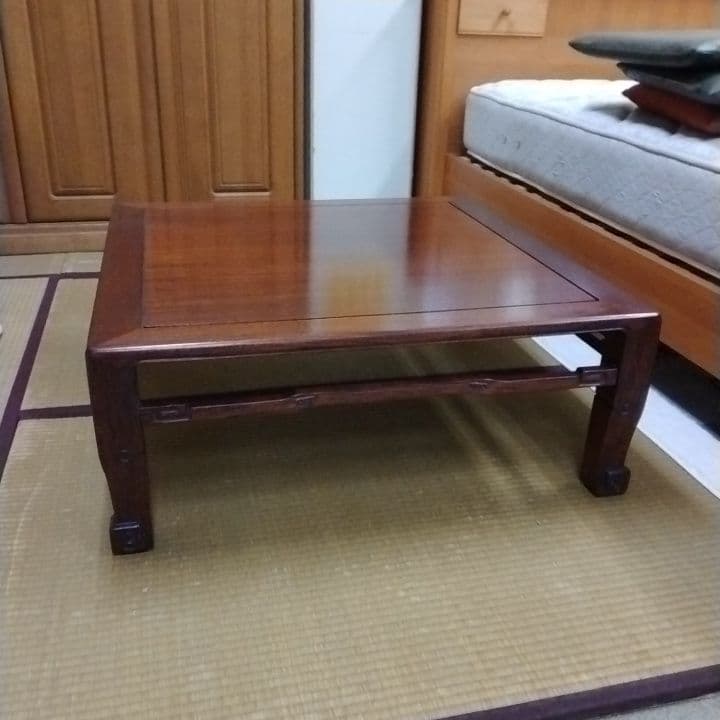 木製 正方形 座卓 唐木 花梨 ダークブラウン ちゃぶ台 スクエア