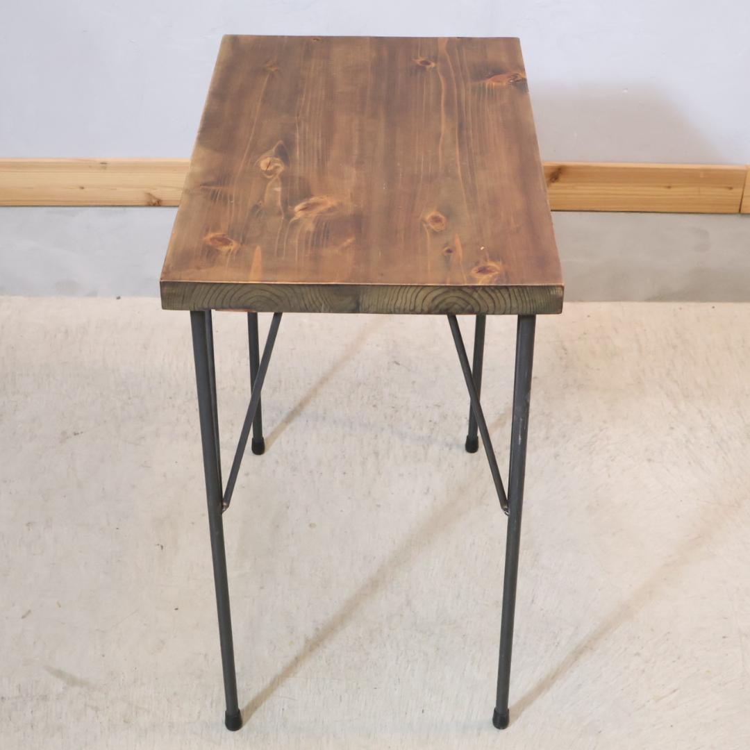 インダストリアル デスク 杉無垢材 カフェテーブル サイドテーブル 飾り棚