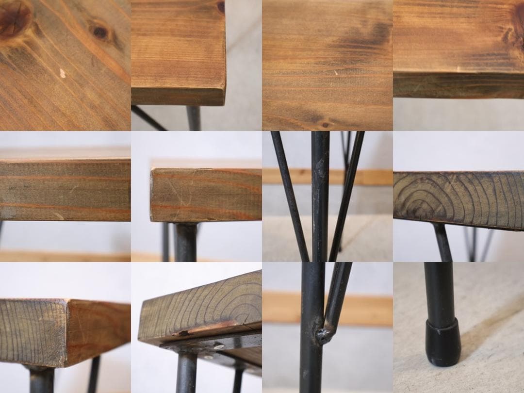 インダストリアル デスク 杉無垢材 カフェテーブル サイドテーブル 飾り棚