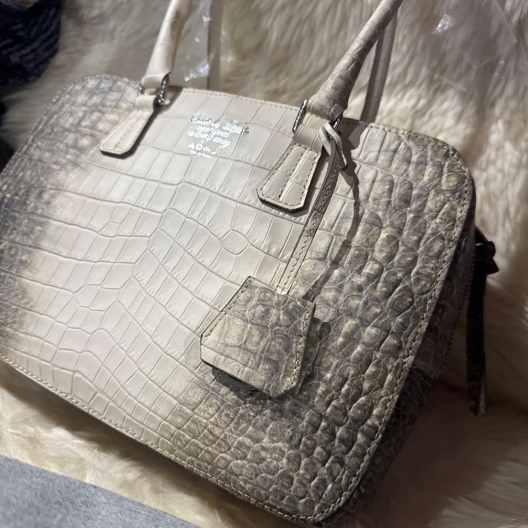 専用☆ADMJ クロコ型押し28cm ボストンバッグ コッコヒマラヤ シルバー