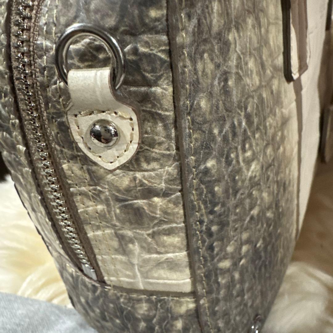 専用☆ADMJ クロコ型押し28cm ボストンバッグ コッコヒマラヤ シルバー