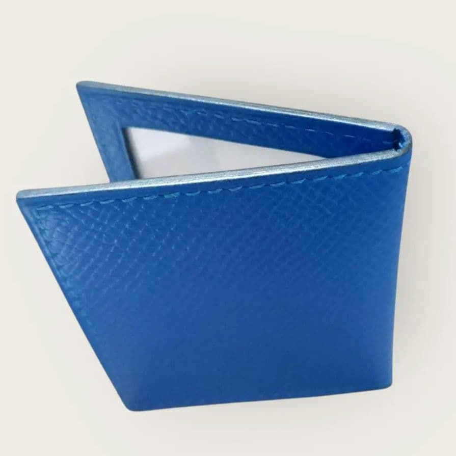【未使用】エルメス　ミニフォトケース 写真入れ 写真ケース ブルー系 レザー