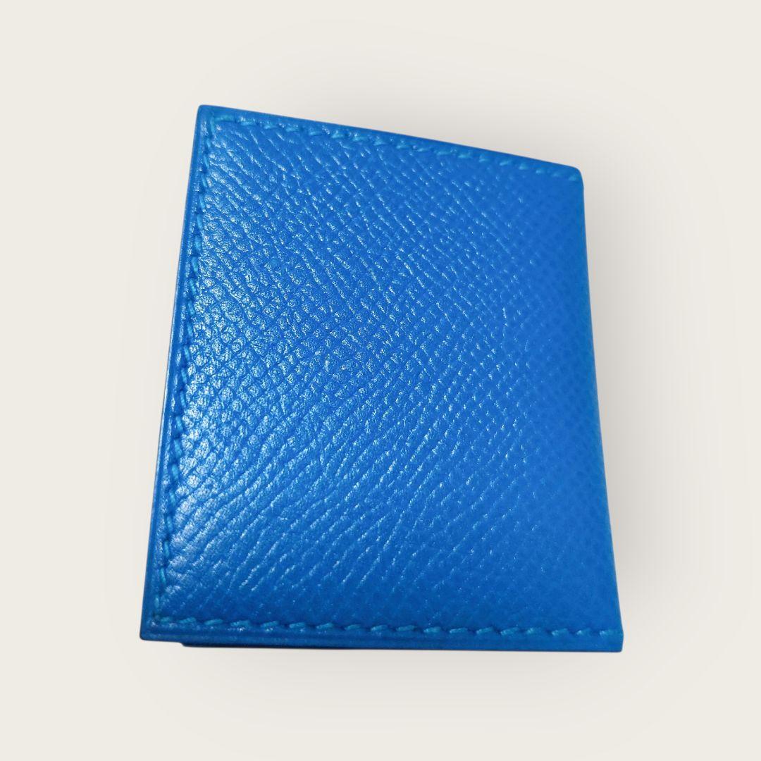 【未使用】エルメス　ミニフォトケース 写真入れ 写真ケース ブルー系 レザー
