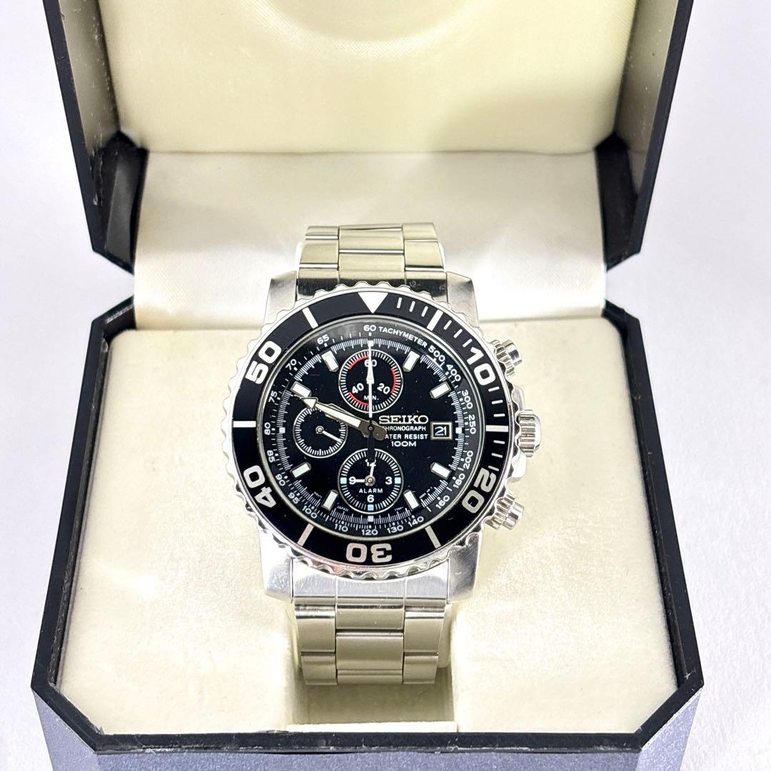 【新品電池交換 稼働】SEIKO ダイバーズウォッチ メンズ時計 クロノグラフ.