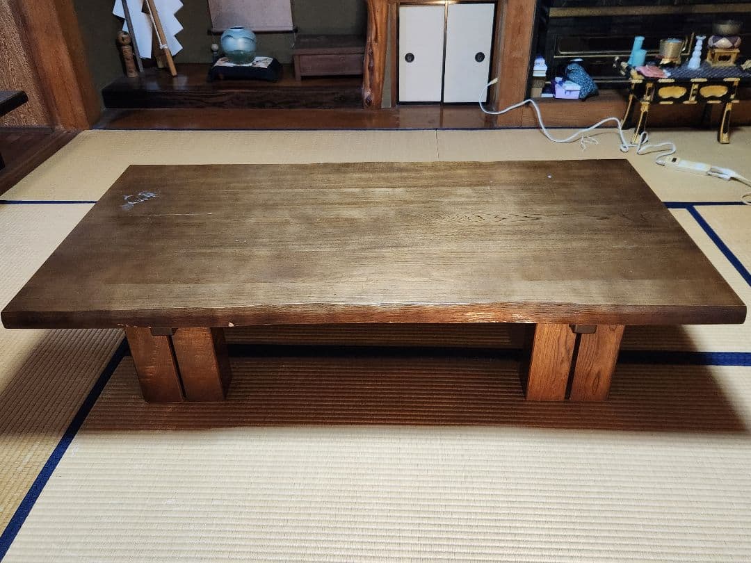 【2月処分】Karimoku　カリモク家具　一枚板　栓座卓 ローテーブル　廃盤品