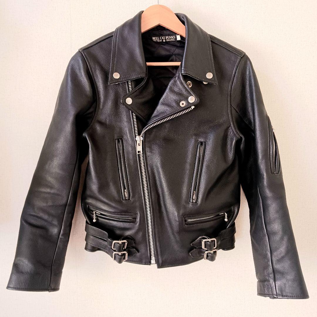 HELL CAT PUNKS ダブルライダースジャケット　牛革　ブラック　y2k