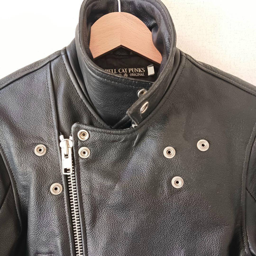 HELL CAT PUNKS ダブルライダースジャケット　牛革　ブラック　y2k
