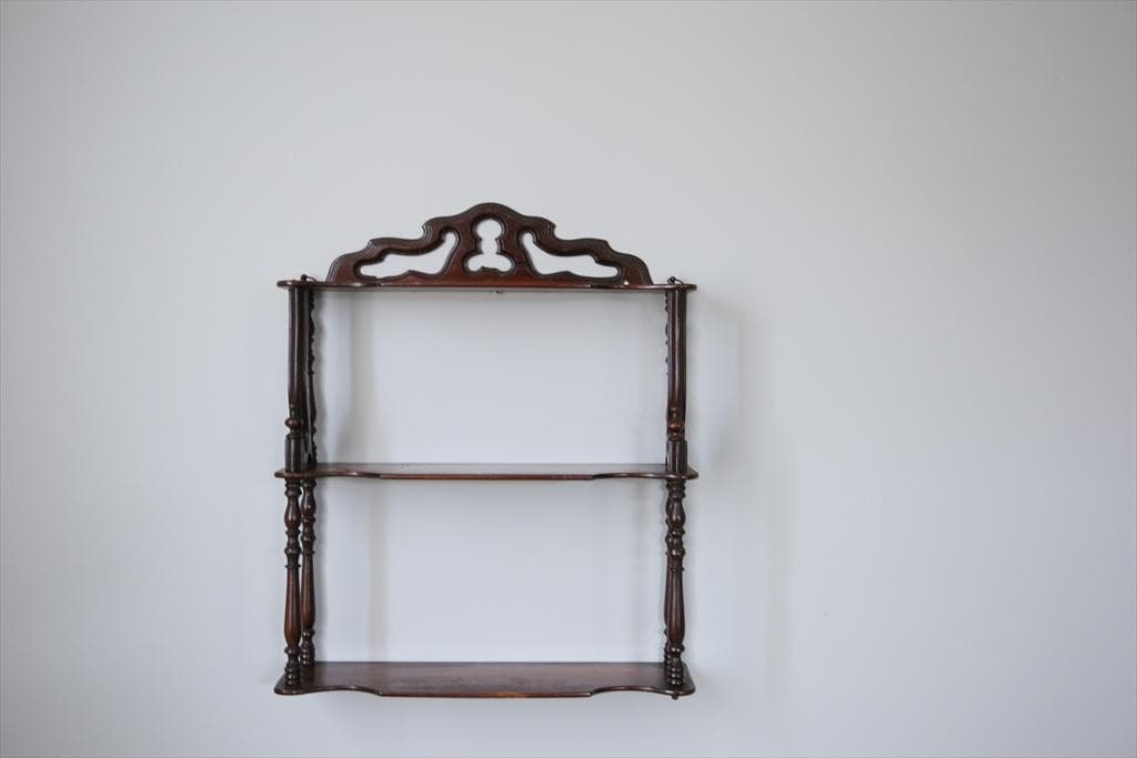 フランスアンティーク木製ウォールシェルフ/壁掛けラック/飾り棚(90-125-2