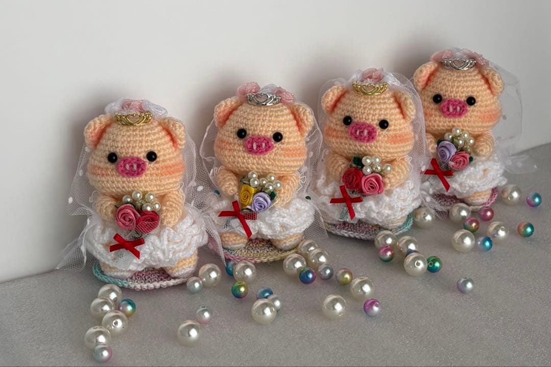 あみぐるみ　ハンドメイド　新郎♡新婦　ぶたさん②【オーダー完成商品】