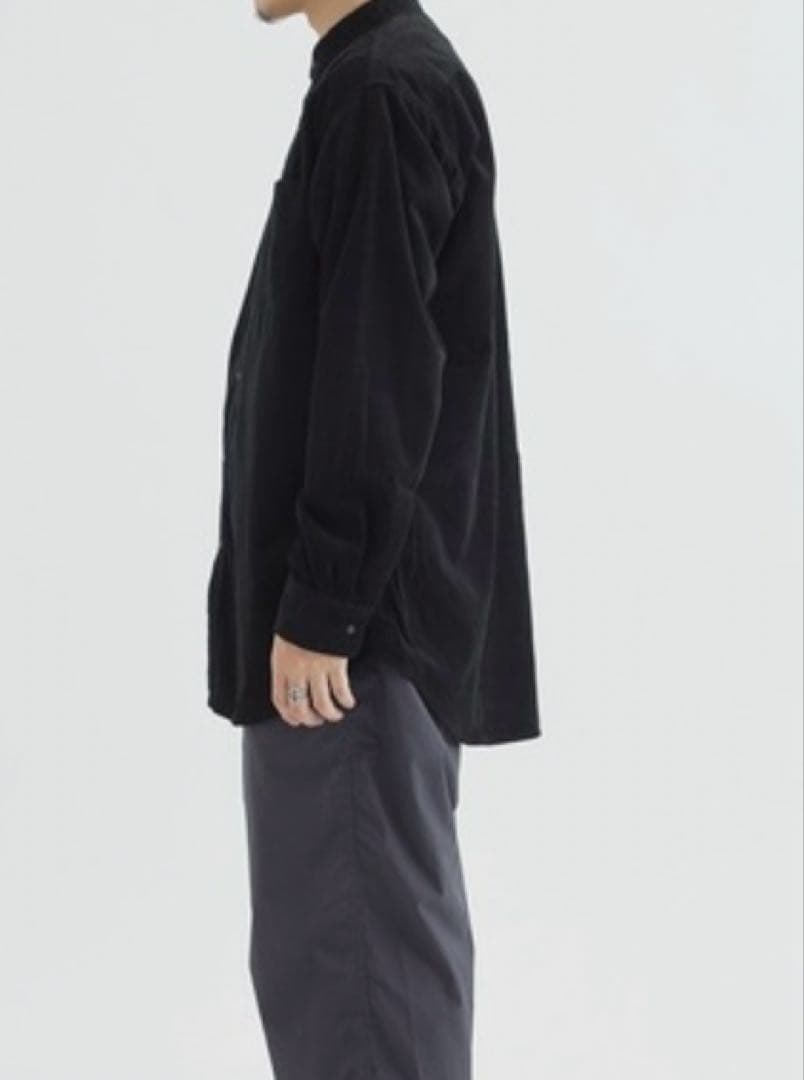 ノースフェイスパープルレーベルのコーデュロイバンドカラー長袖シャツ　黒　Lサイズ