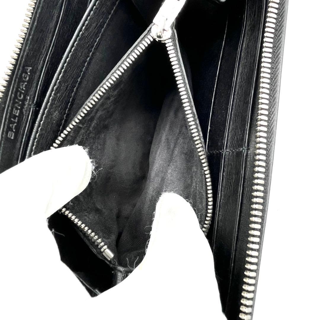 【美品】バレンシアガ　ラウンドファスナー　レザー　本革　　ブラック