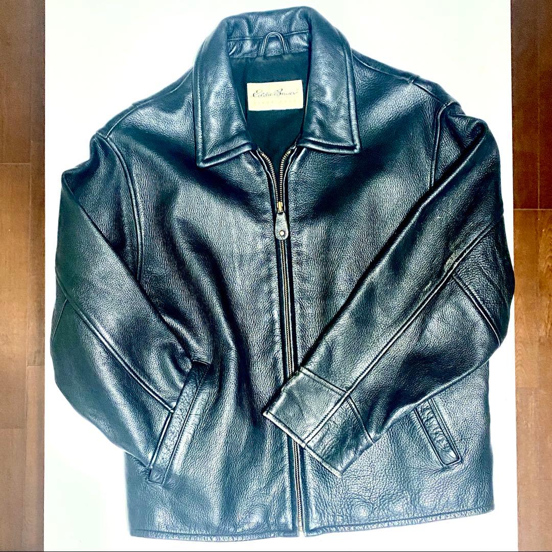 れいち: Eddie Bauer ブラックレザージャンパー US XS