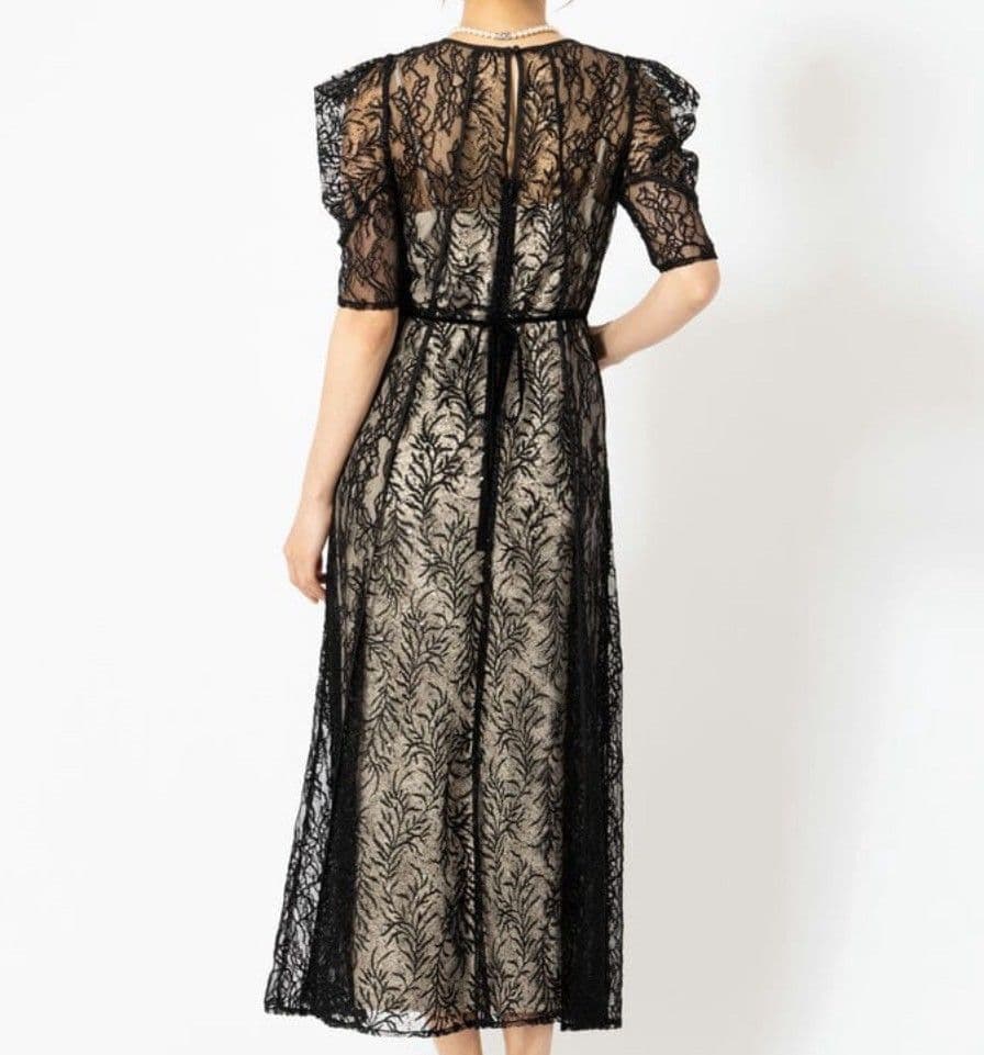 【新品タグ付】FRAY I.D 　リーフレースパイピングワンピース　ドレス