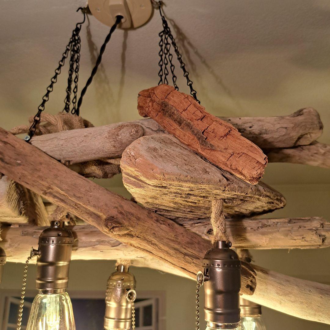 流木インテリア　エジソン6灯付　ヴィンテージソケット　6〜15帖　洒落たお部屋に