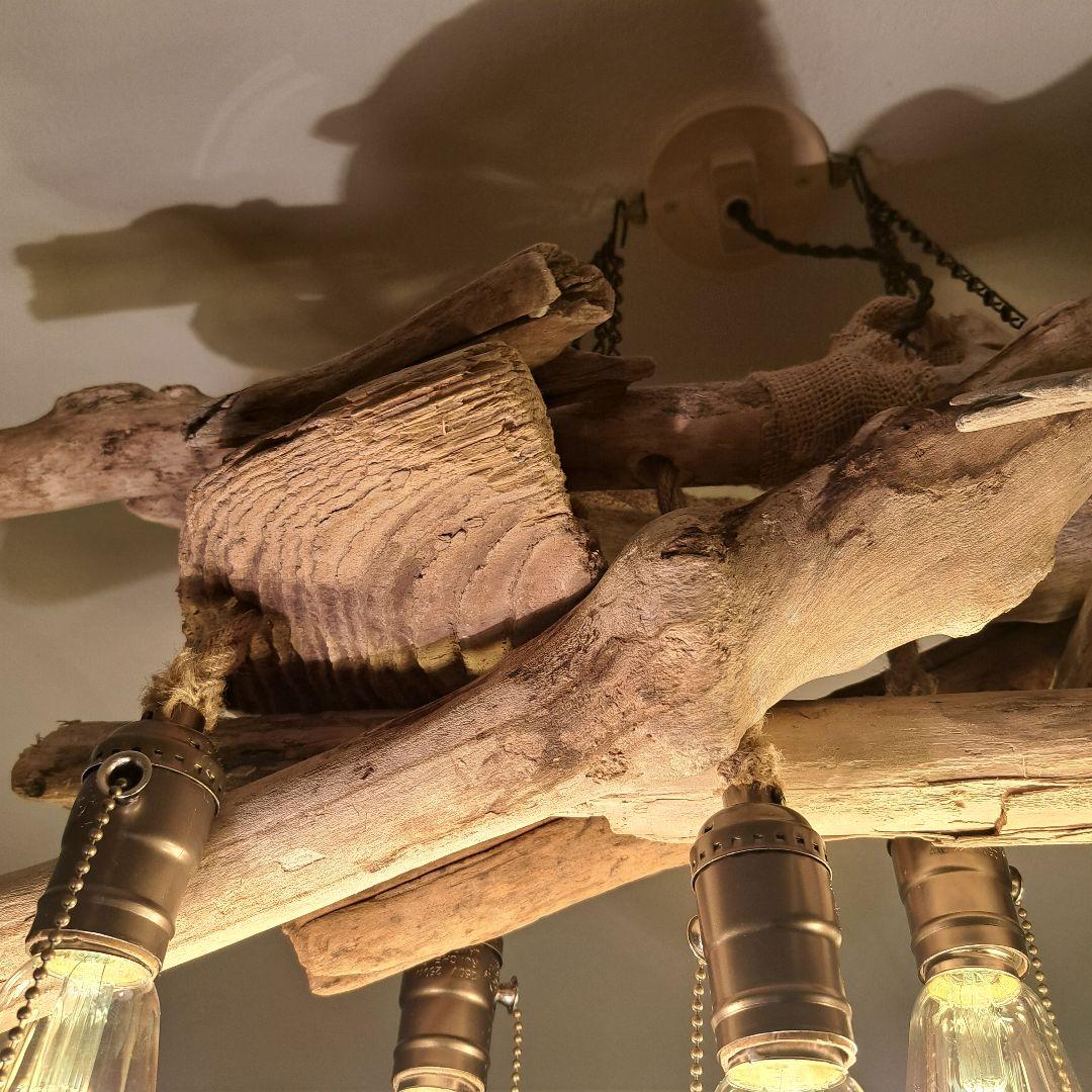 流木インテリア　エジソン6灯付　ヴィンテージソケット　6〜15帖　洒落たお部屋に