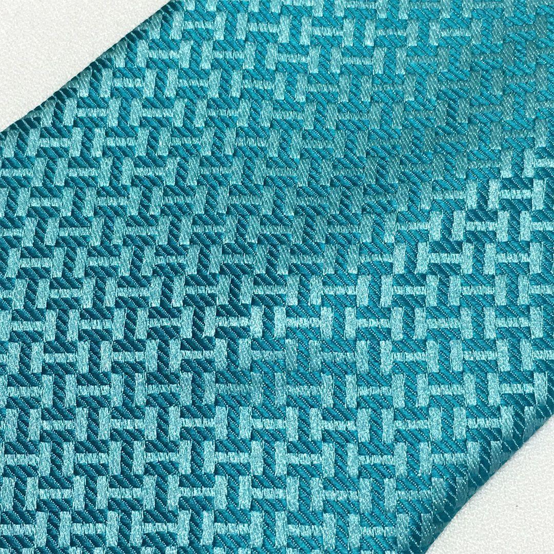 未使用級 H織りタイ ファソネH H柄 エルメス HERMES ネクタイ ブルー