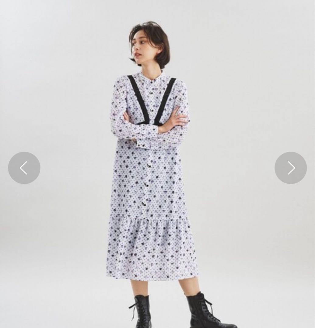 グレースコンチネンタル グラデーションドットワンピース ラベンダー 白 36