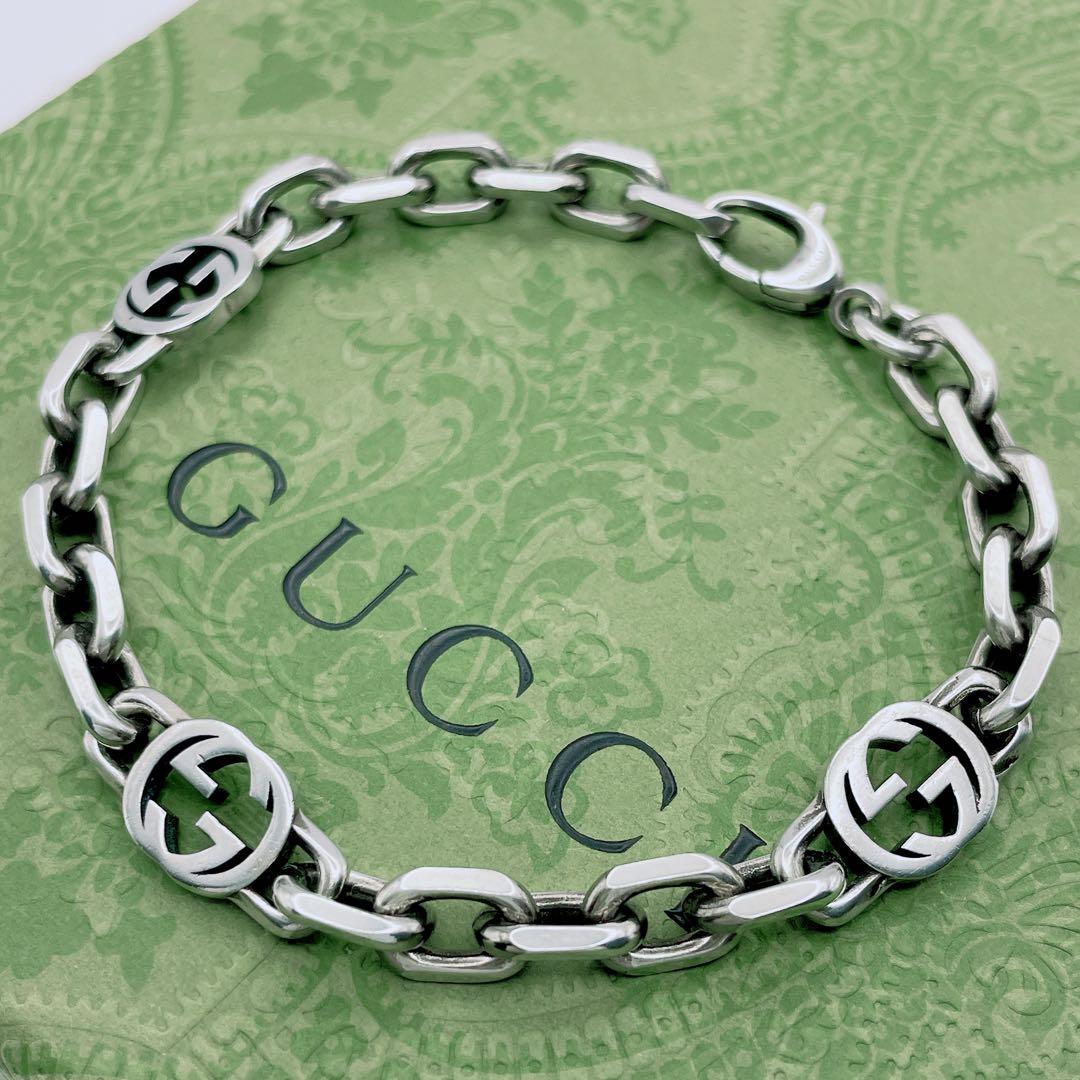 GUCCI　インターロッキング　ブレスレット　17号　シルバー925