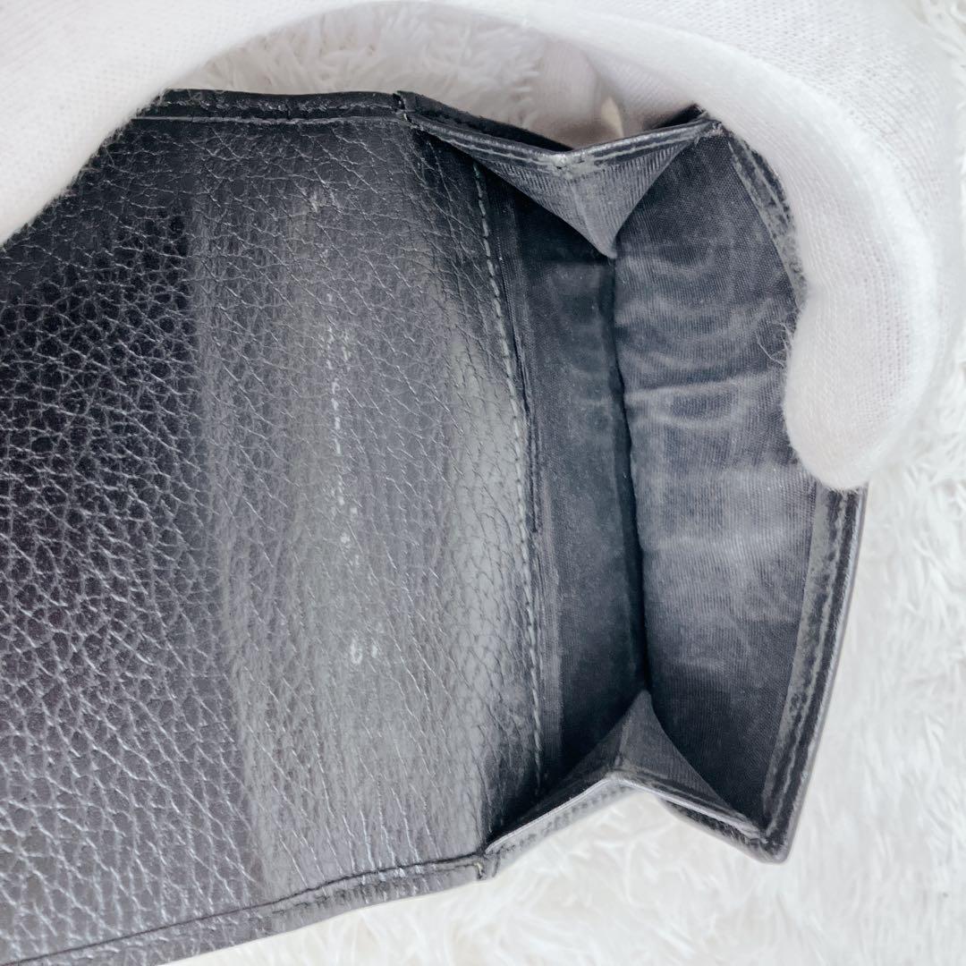 美品　グッチ　折り財布　GGマーモント　Wホック　レザー　ブラック　黒