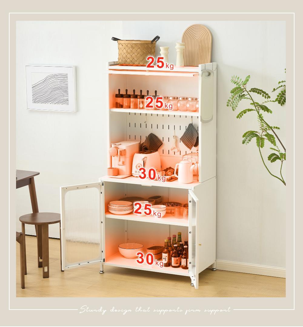 収納棚 ラック リビング 炊飯器 トースター 電子レンジ台 White 80cm