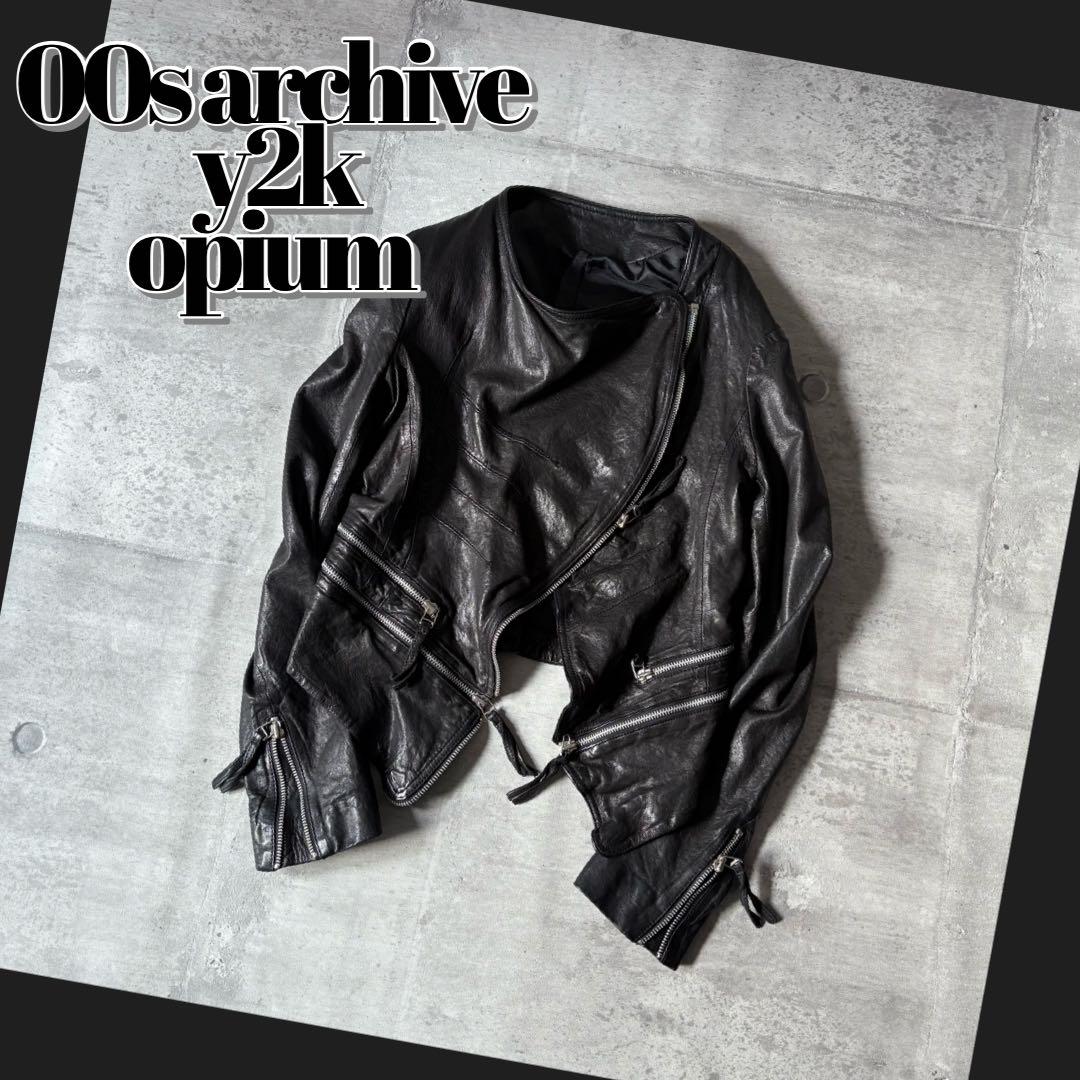 ジャケット・アウター 2000's draped leather jacket gimmick y2k