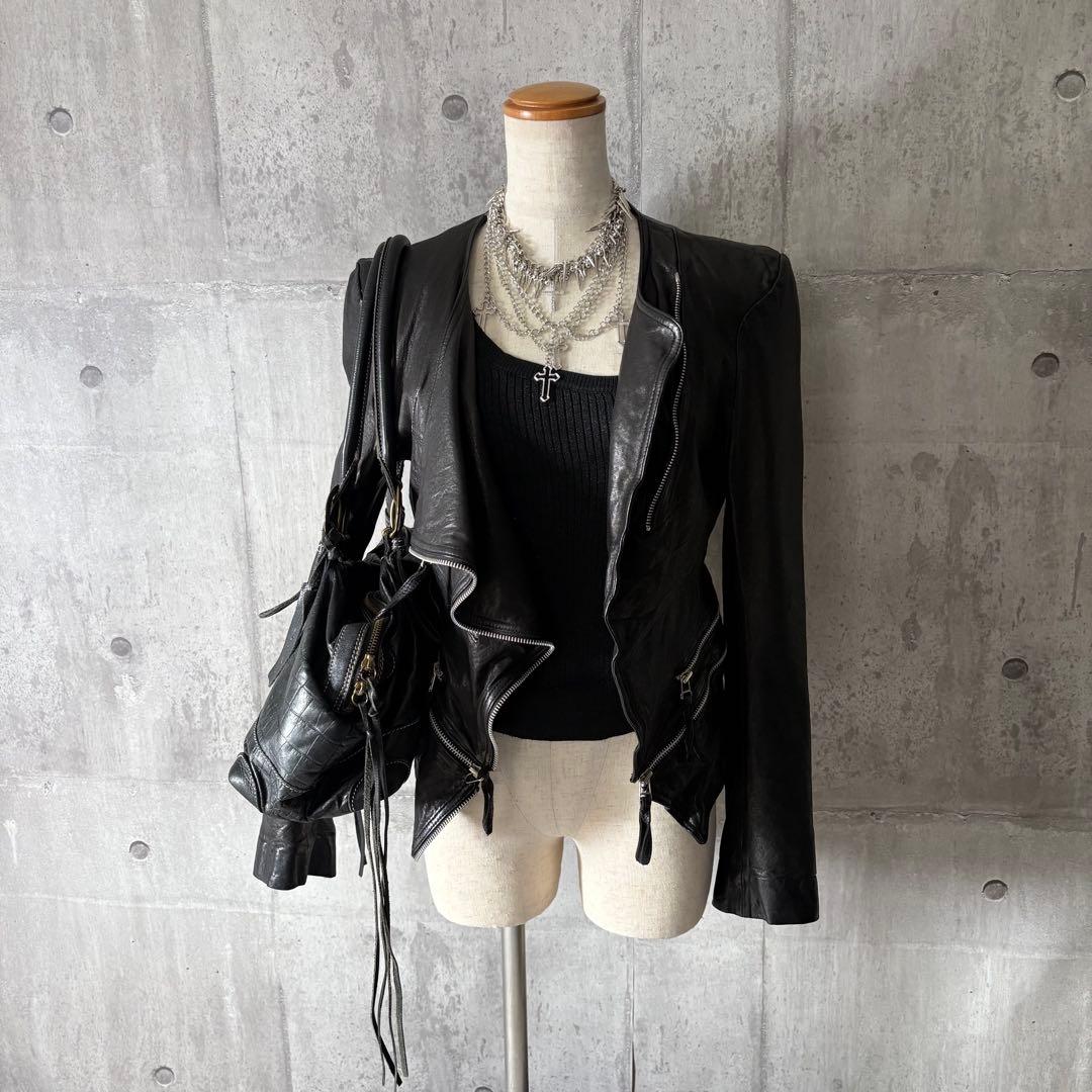 ジャケット・アウター 2000's draped leather jacket gimmick y2k