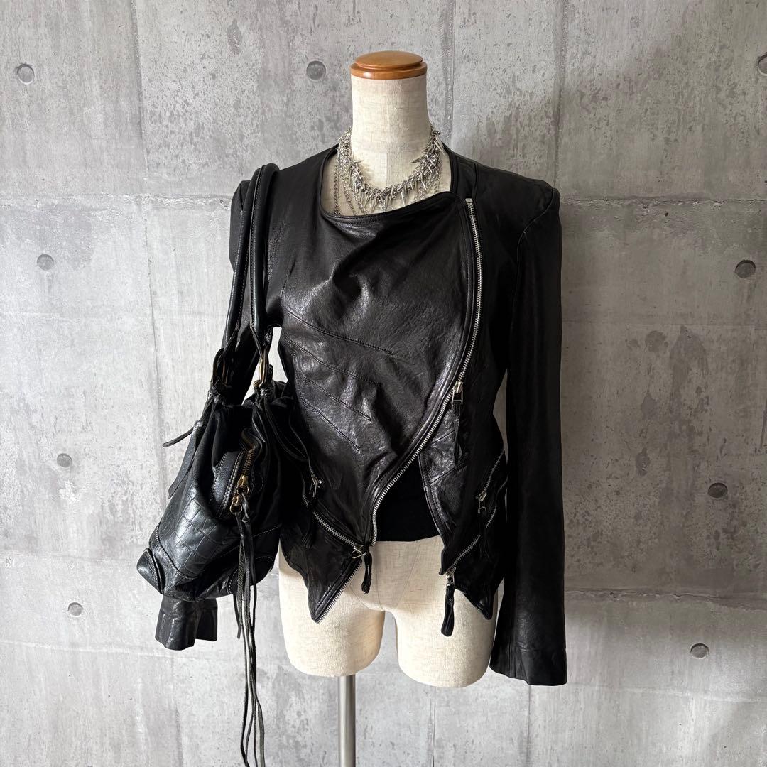 ジャケット・アウター 2000's draped leather jacket gimmick y2k