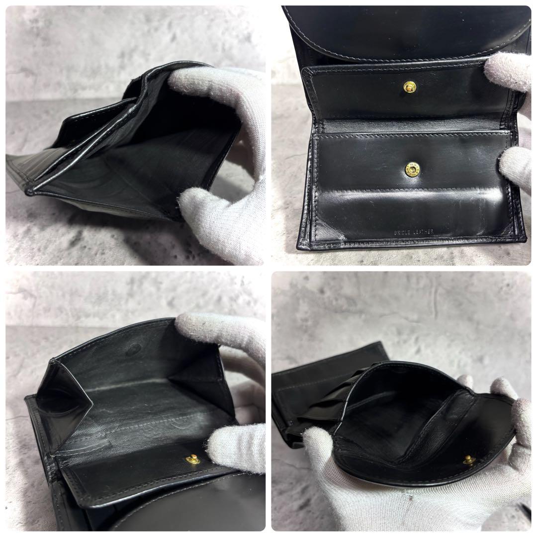 【暇太郎！】ホワイトハウスコックス 3つ折り財布 ブラック 黒 レザー