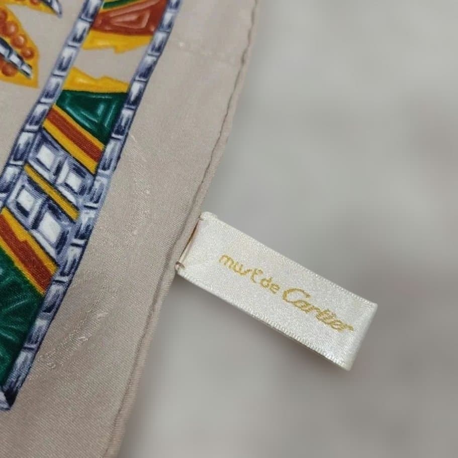 Cartier カルティエ　スカーフ 大判85cm 宝石 フラミンゴ ベージュ