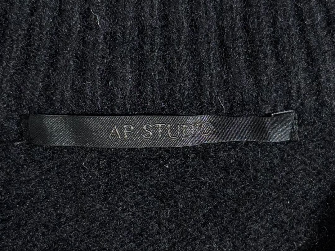 AP STUDIO ウールカシミヤVネックニット ブラック フリーサイズ 上質