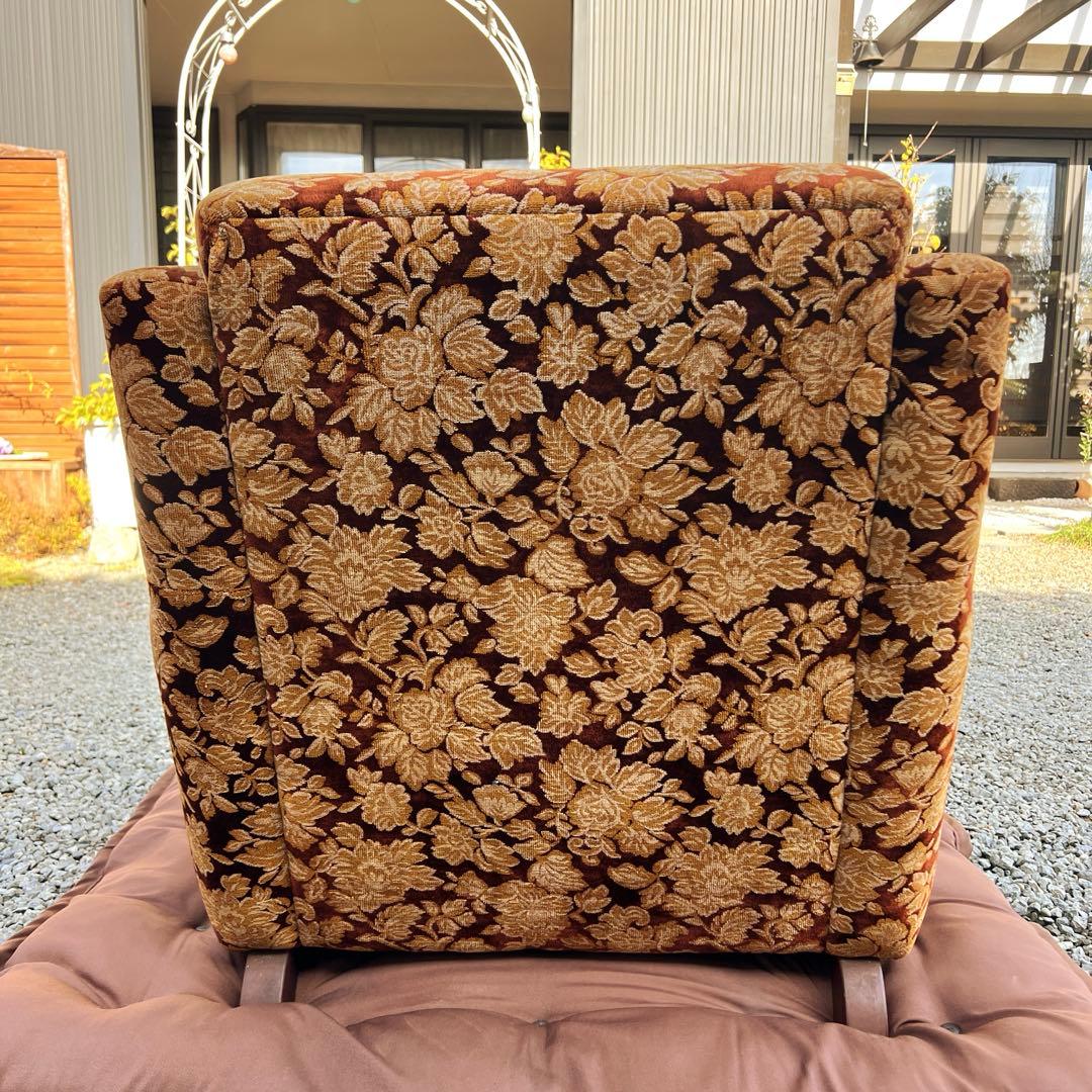 昭和レトロ ベロア ソファ 1人掛け 花柄 ヴィンテージ vintage 古家具