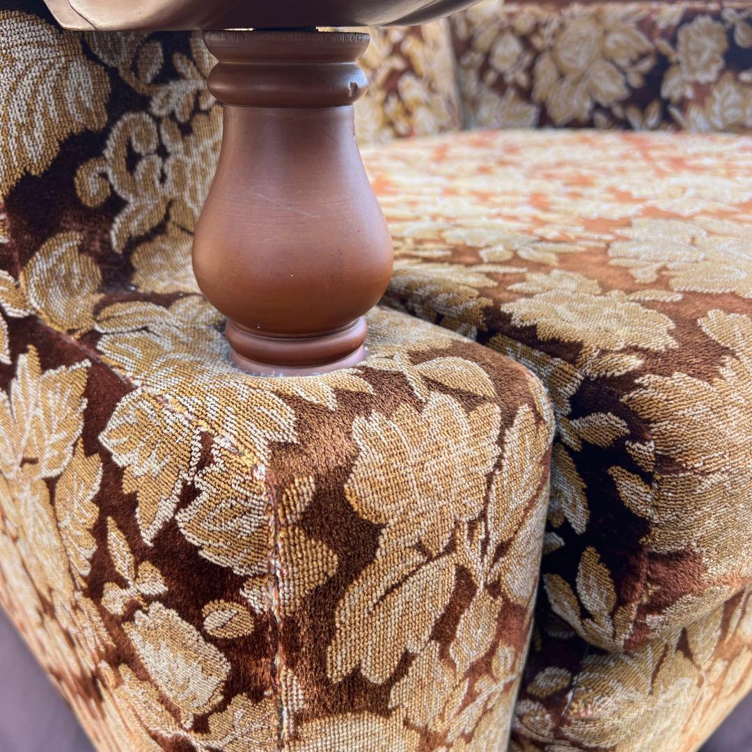 昭和レトロ ベロア ソファ 1人掛け 花柄 ヴィンテージ vintage 古家具