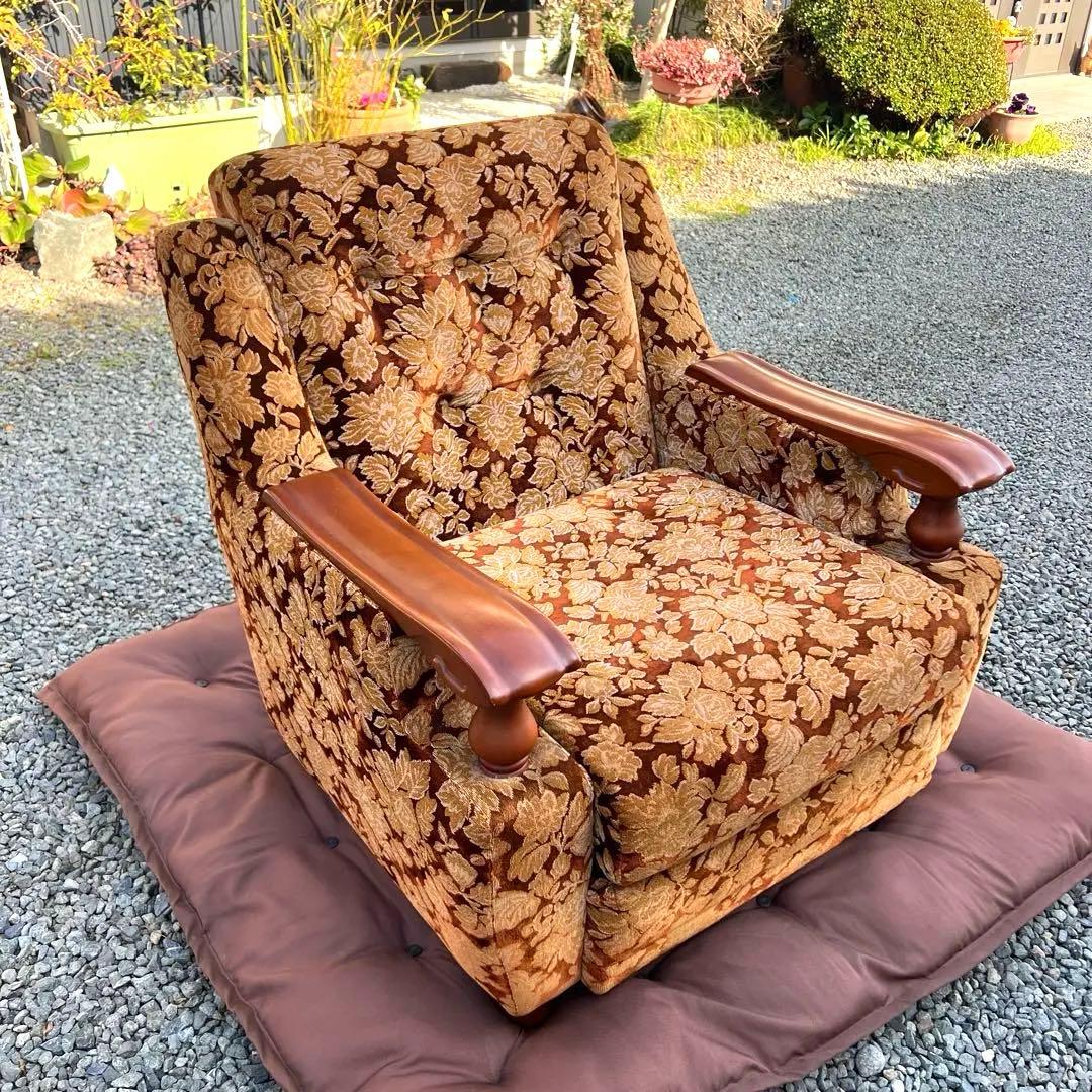 昭和レトロ ベロア ソファ 1人掛け 花柄 ヴィンテージ vintage 古家具