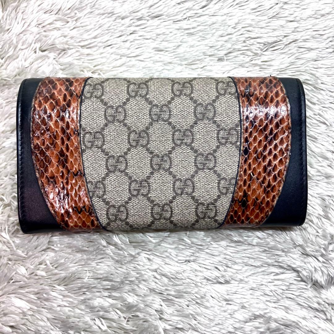美品✨GUCCI パイソン 切り替え コンチネンタルウォレット 410100
