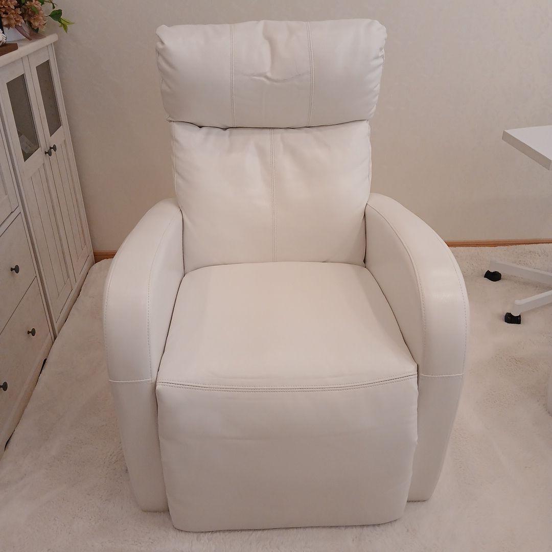ホワイト リクライニングチェア 合成皮革