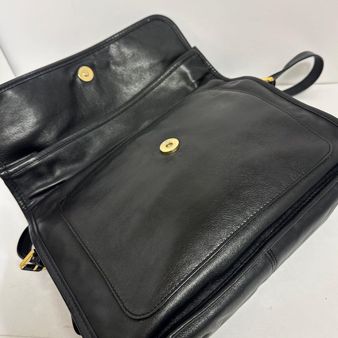 美品‼️ロエベ アナグラムロゴ レザーショルダーバッグ ブラック 黒 本革