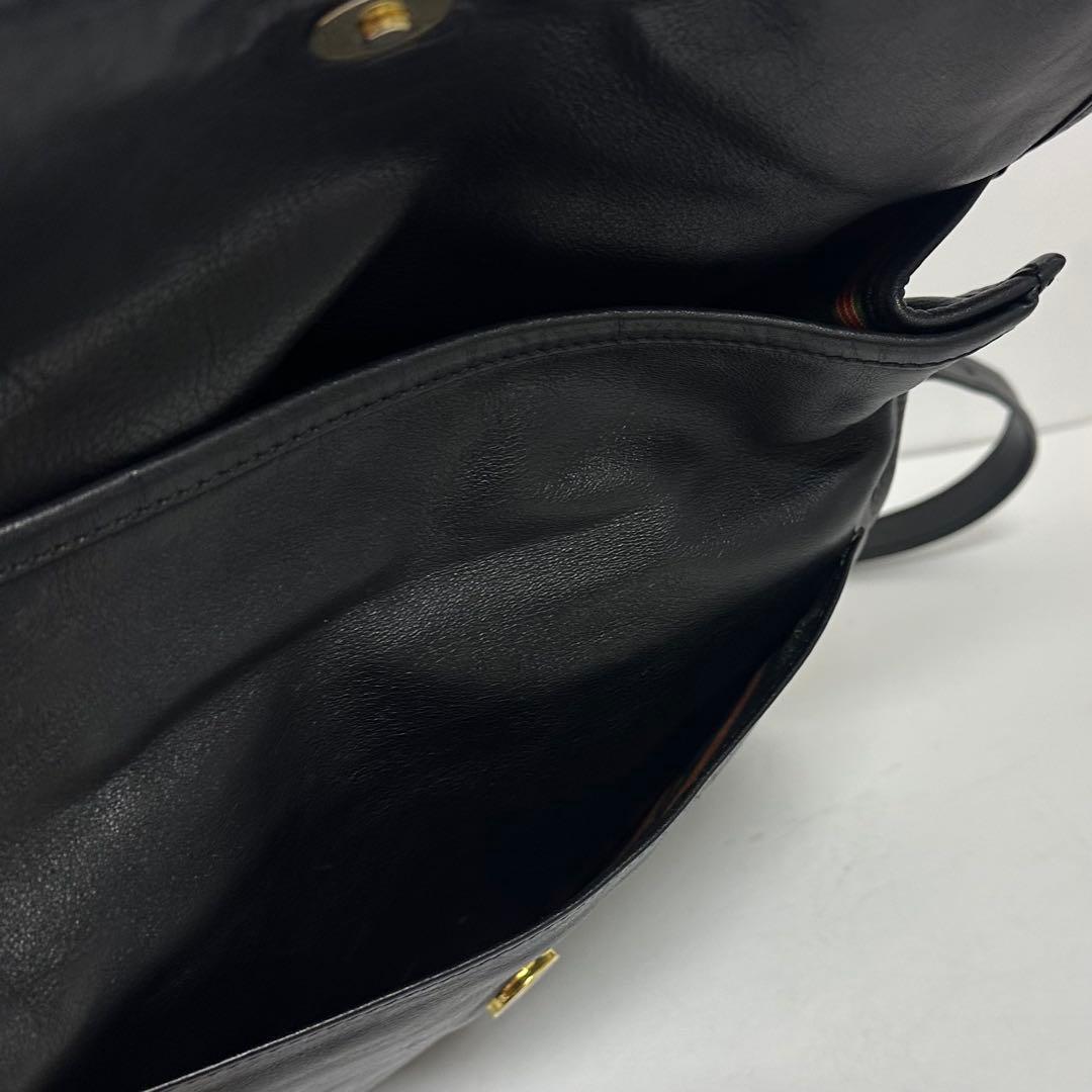 美品‼️ロエベ アナグラムロゴ レザーショルダーバッグ ブラック 黒 本革